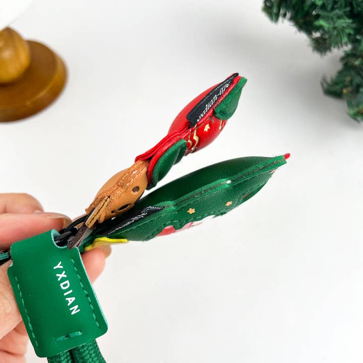 SoapElenGlen - Wholesale Keychain - Women's - Christmas Leather Keychain, Holiday Ornament3