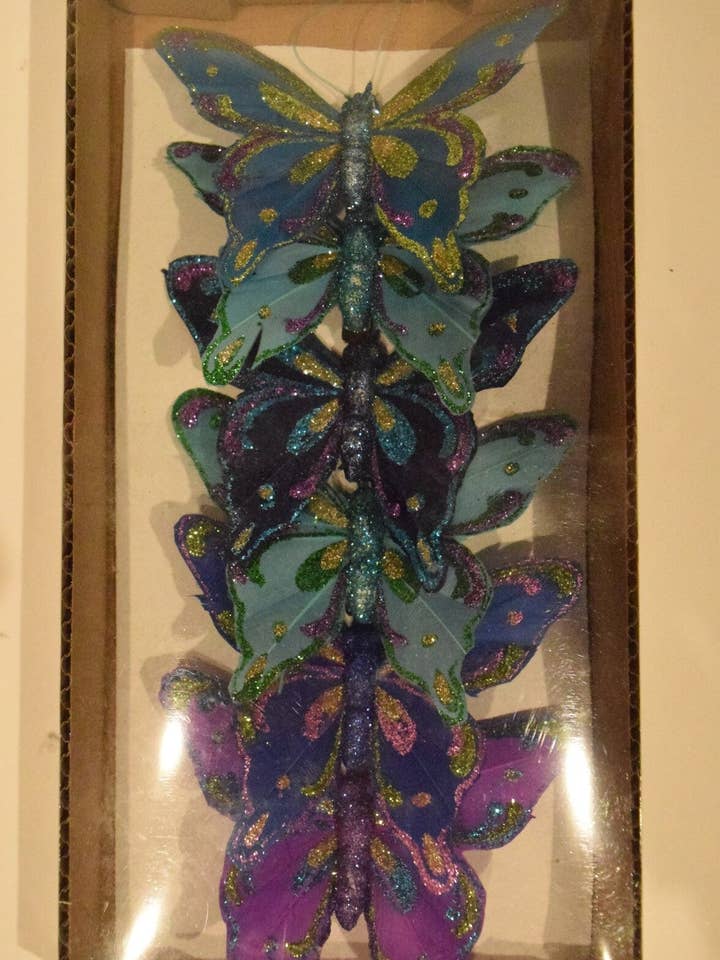 3.5" Glittered Butterfly with Clip for wholesale by Tremont Floral Supplies