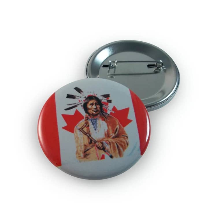Native Canadian Flag Pinback Button for wholesale by Nish Gear