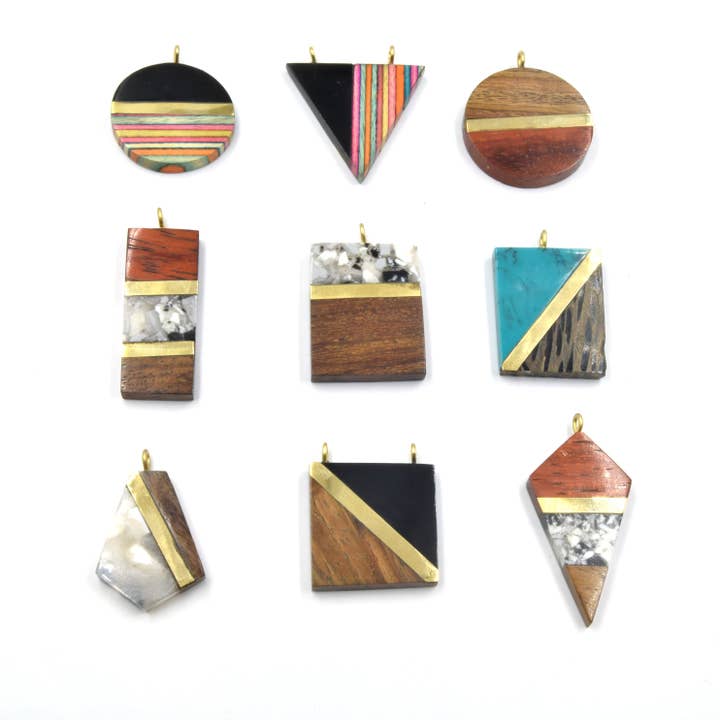 Acrylic & Resin Wood Pendants – Assorted Shapes for wholesale by Only Beads