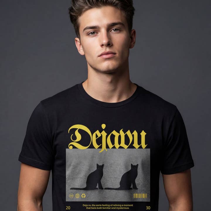 YUJIN CLOTHING - Vendita all'ingrosso Maglietta stampata - Unisex - Maglietta Gatto Dejavu7