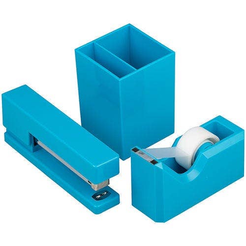 Blue, Stapler, Tape Dispenser & Pen Holder, 3/Pack for wholesale by JAM PAPER