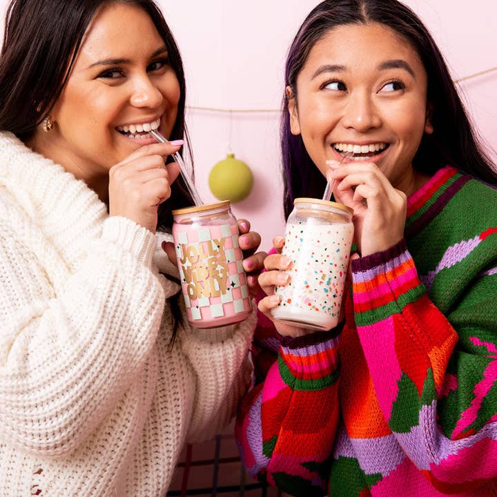 Talking Out of Turn - Wholesale Drinking Glass/Cup - Holiday Can Glass w/Lid + Straw18