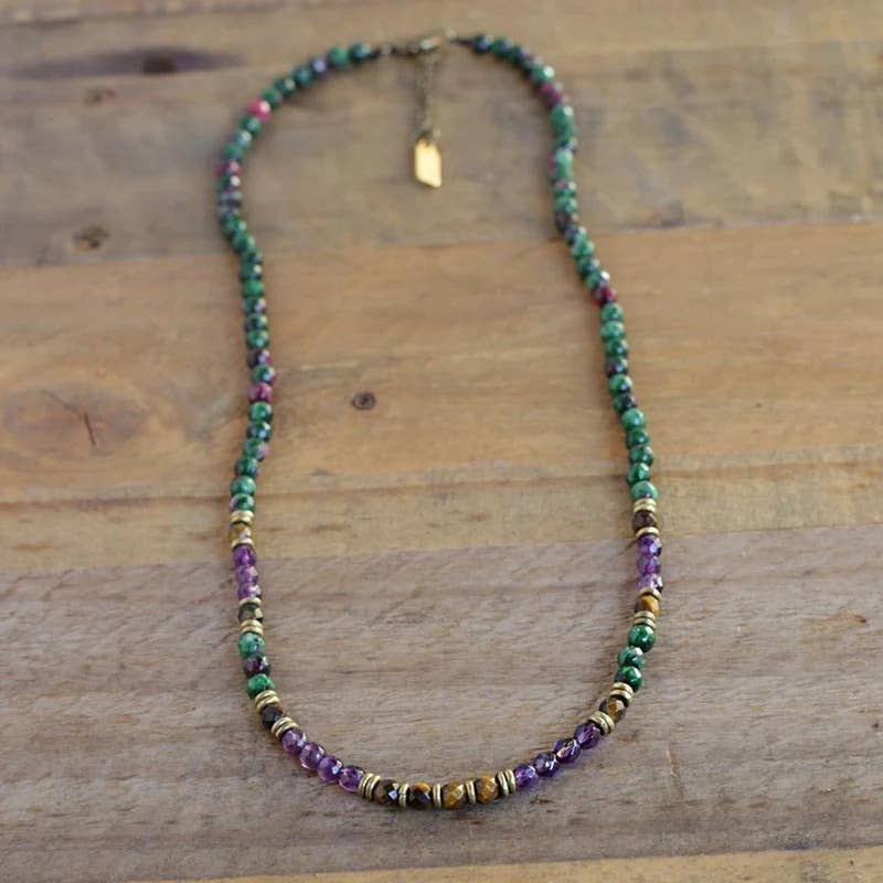 REMOVED BRAND - Wholesale Beaded/Pearl Necklace - Ruby in Zoisite and Amethyst Delicate Necklace0