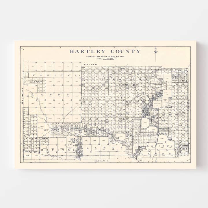 Ted's Vintage Art - Wholesale Map - Vintage Map of Hartley County, Texas 19252