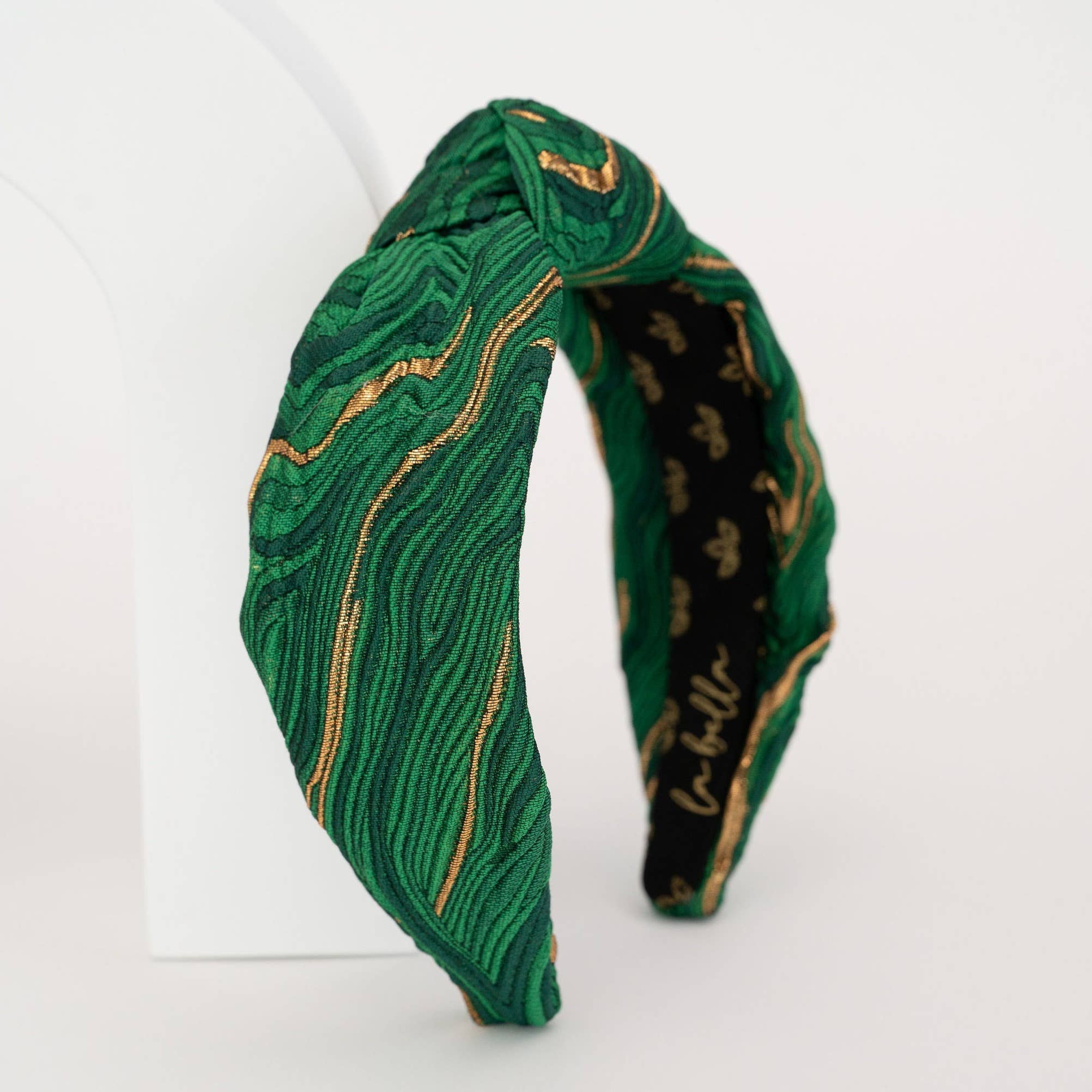 La Bella - Wholesale Fashion Headband - Women's - Matcha Swirl Jacquard Knotted Headband3