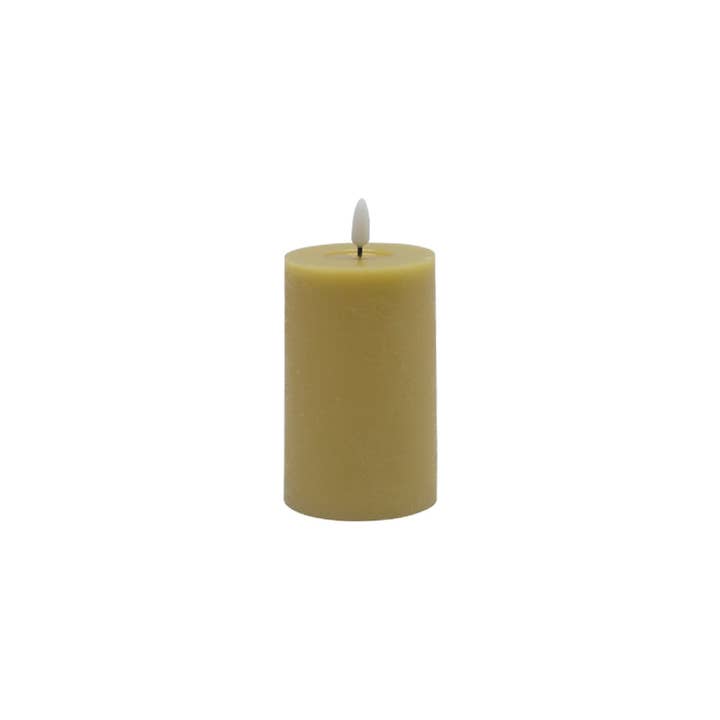 Small Champagne Flameless Pillar Candle for wholesale on Faire
