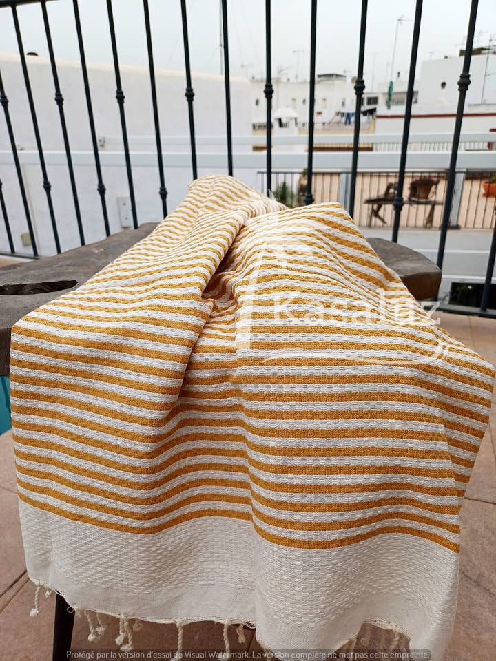 Fouta Atlántico Curry 100% cotton honeycomb for wholesale by KASALUZ