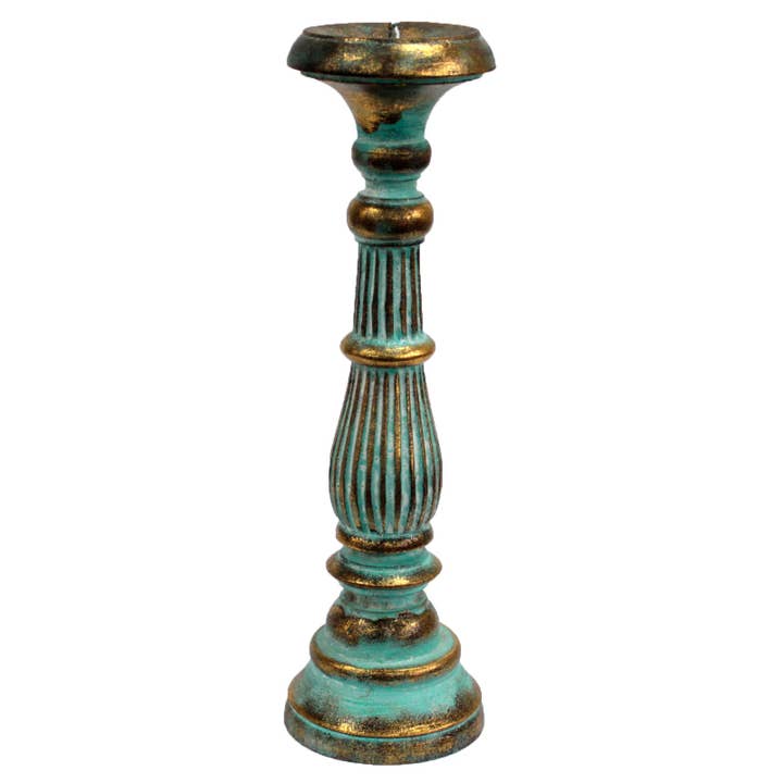 Large Candle Stand - Turquois Gold for wholesale by Ancient Wisdom