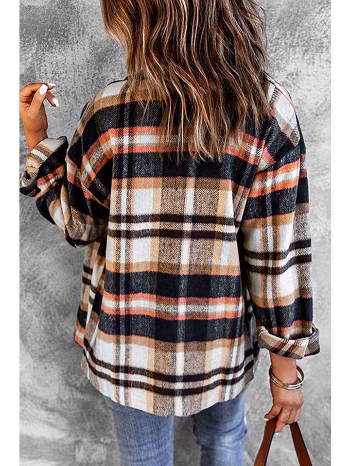 PRETTY BASH - Wholesale Shirt Jacket/Shacket - Women's - Plaid Pocketed Button Front Shacket33