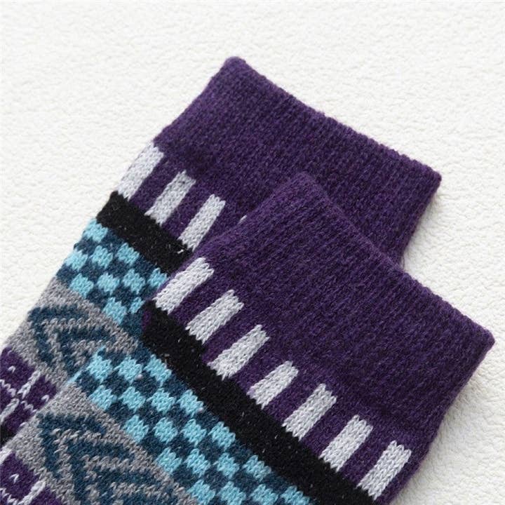 SAME AS THE PICTURE Breathable Casual Thick Print Wool Sock(A Set Of Five Pairs) for wholesale on Faire5