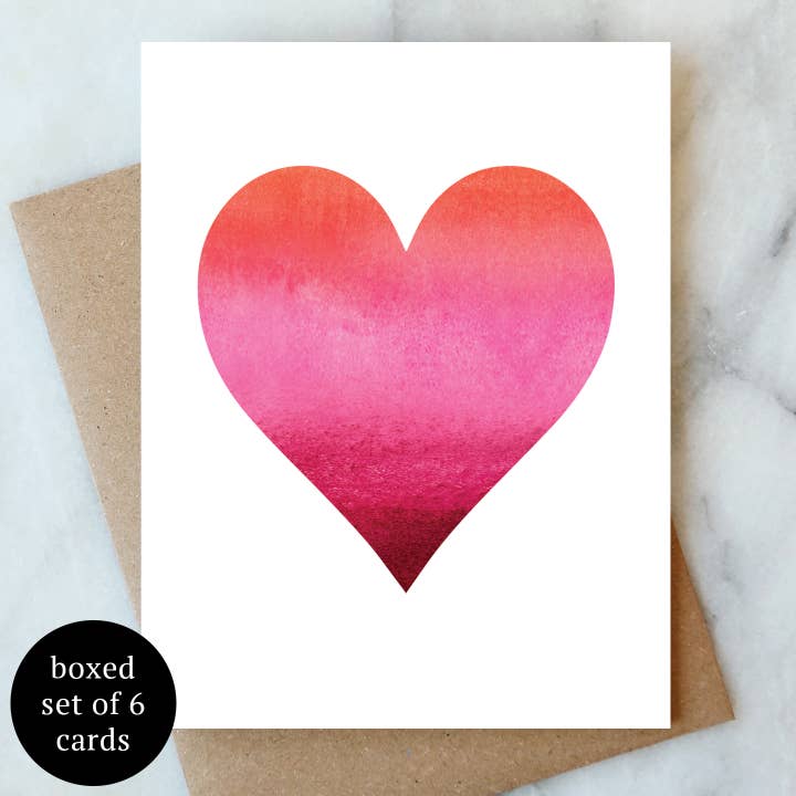 Big Heart Greeting Card - Box Set of 6 | Love Friendship for wholesale by Abigail Jayne Design