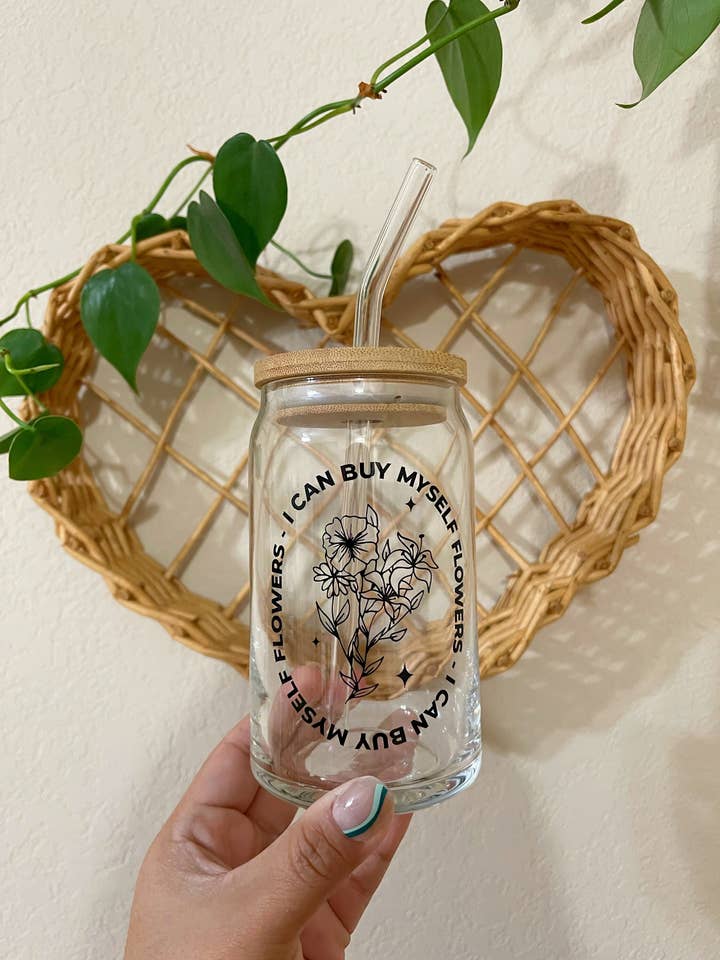 Boîte en verre I Can Buy Myself | Boîte en verre à fleurs pour la vente par CPB CraftStudio