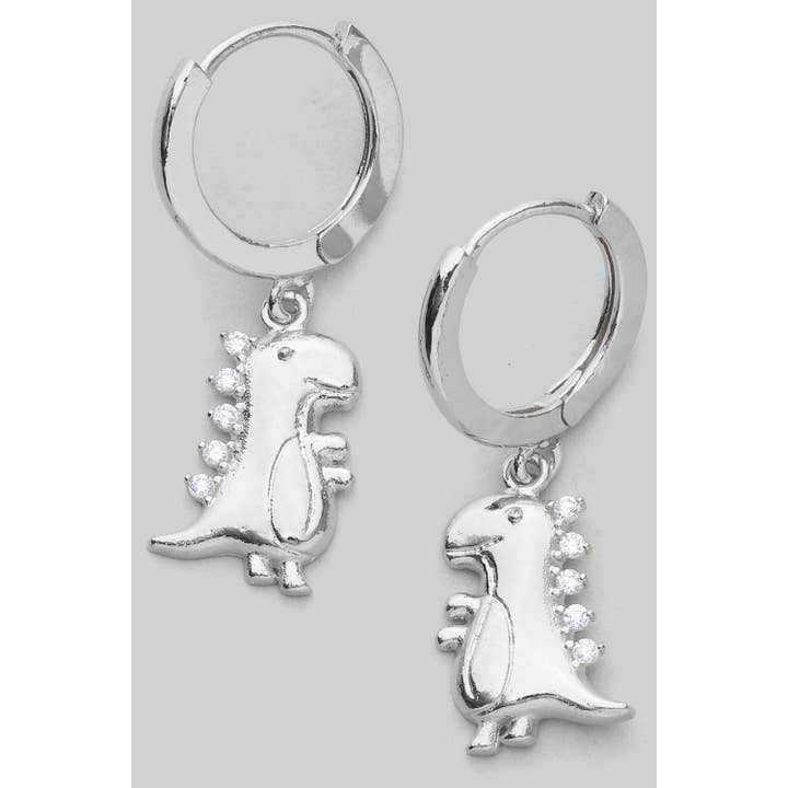 Girly – wholesale Huggie earrings – BRASS T REX HUGGIES WITH CZ PAVE2
