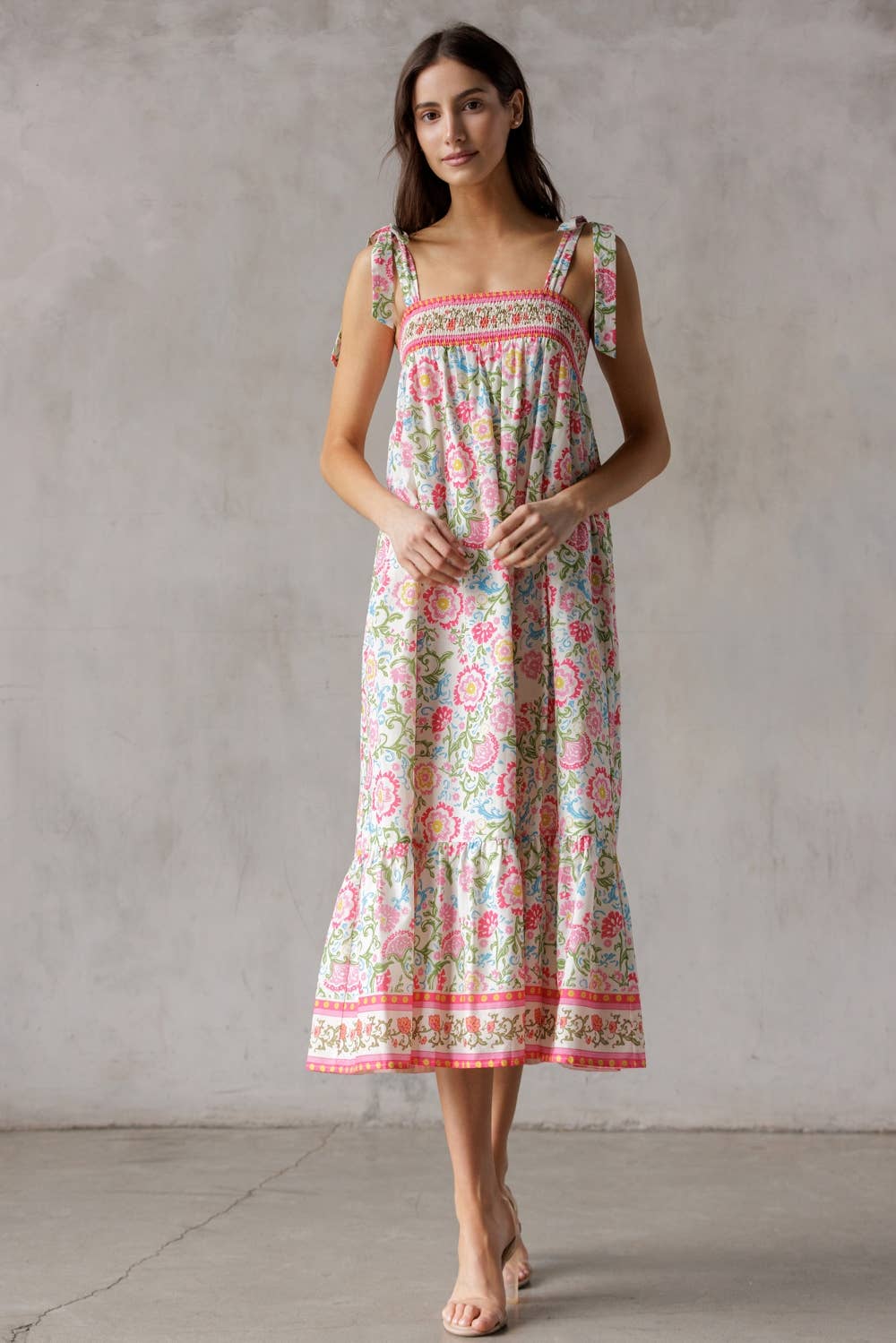 STORIA - Wholesale Dress - Women's - SJD7582 - MULTI FLORAL TIE MIDI DRESS10