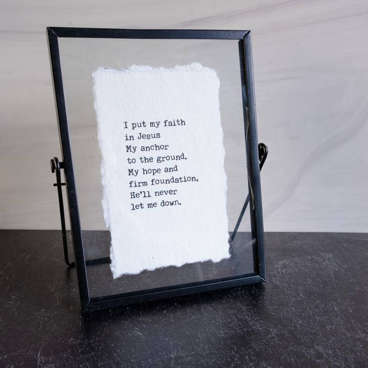 I Put My Faith In Jesus Hymn Lyrics Typed Print in Floating  for wholesale by Hart Design Co