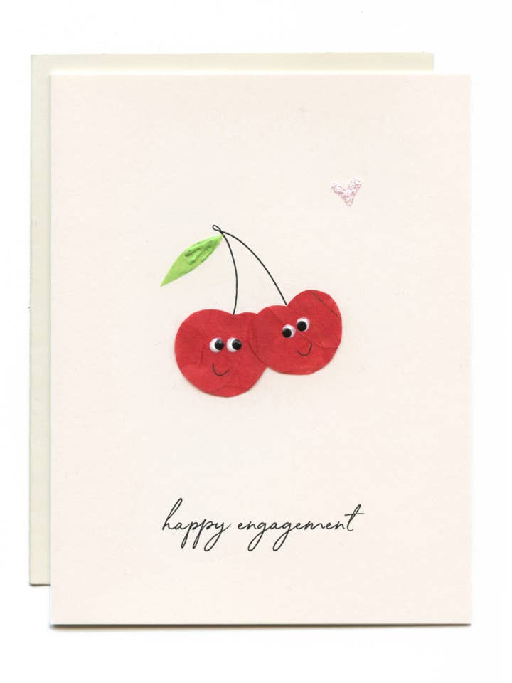 "Happy Engagement" Two Cherries for wholesale by FLAUNT HANDMADE CORRESPONDENCES