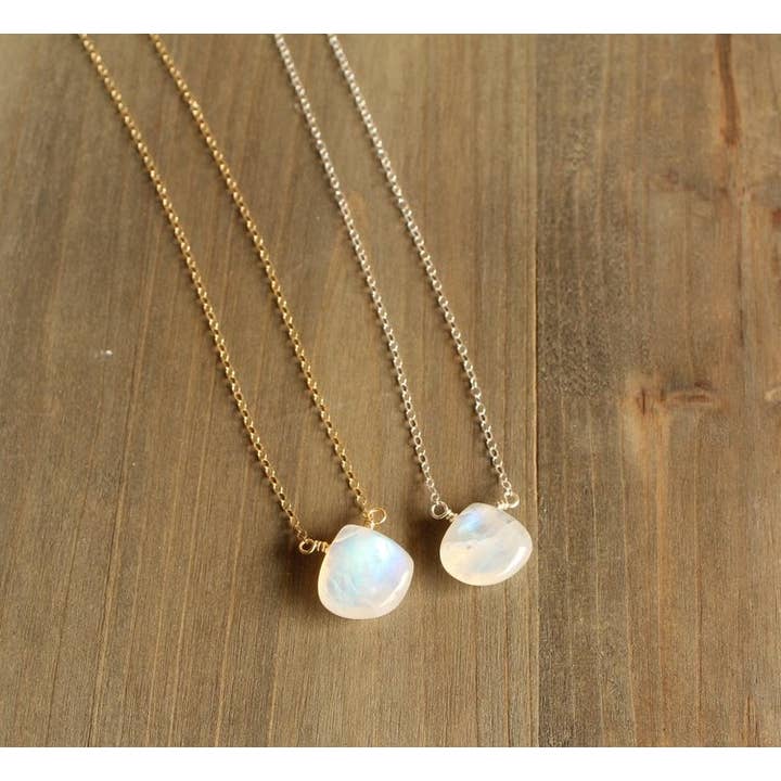 Rainbow Moonstone Teardrop Necklace for wholesale by Panache