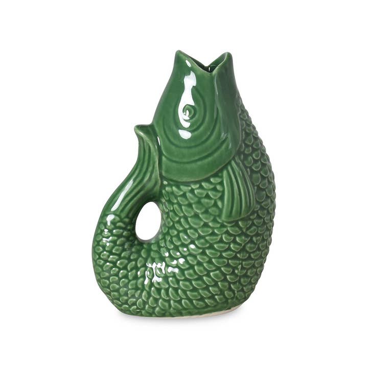 Ceramic vase Fish PM green L8.2 D5 H12cm for wholesale on Faire