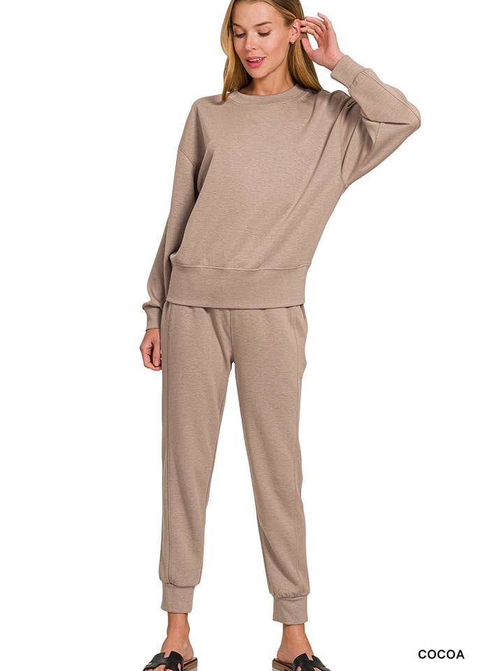 42POPS - Wholesale Lounge Set - Women's - ',._ Scuba Crewneck Pullover & Joggers 2 PC Set SI-269105