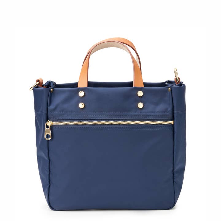 "Joey" Navy Nylon Tote with Leather Accents for wholesale by Boulevard