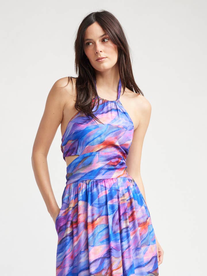 Sunset Print Isolde Maxi Cut Out Dress for wholesale on Faire3