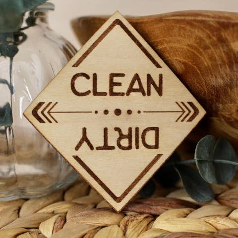 Magnete reversibile per lavastoviglie Boho Clean Dirty per la vendita all'ingrosso da parte di Slate & Stone Co.