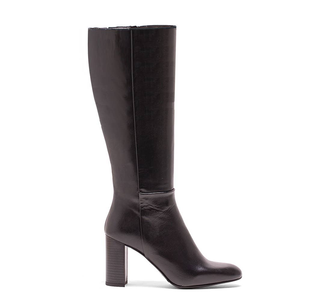 Elodie - Wholesale Laarzen - Dames - Sky laars van zwart nappaleer met 75mm hak