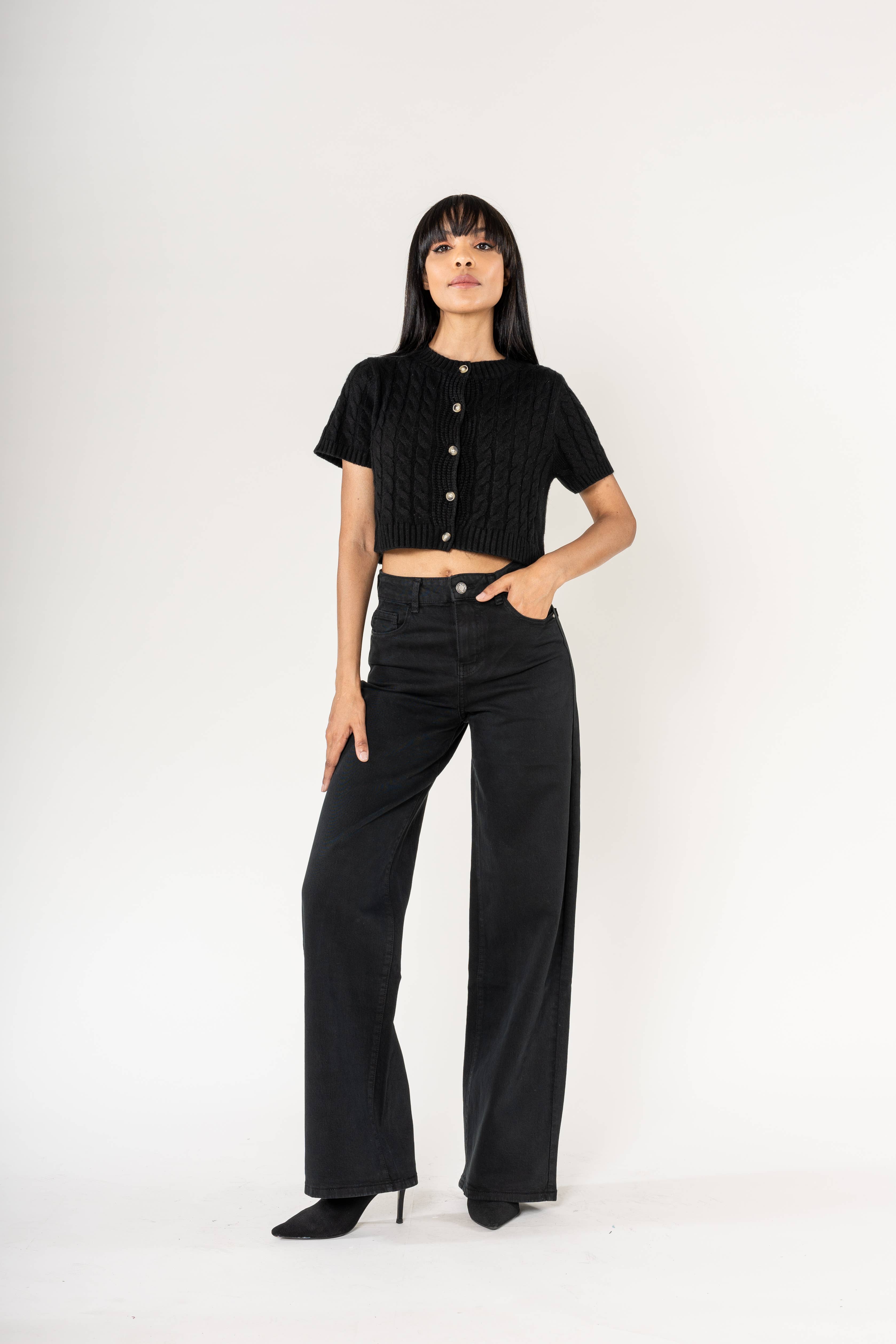 Nina Carter - Vente Jean – femme - Wide leg jean Nina Carter couleur stretch J2510