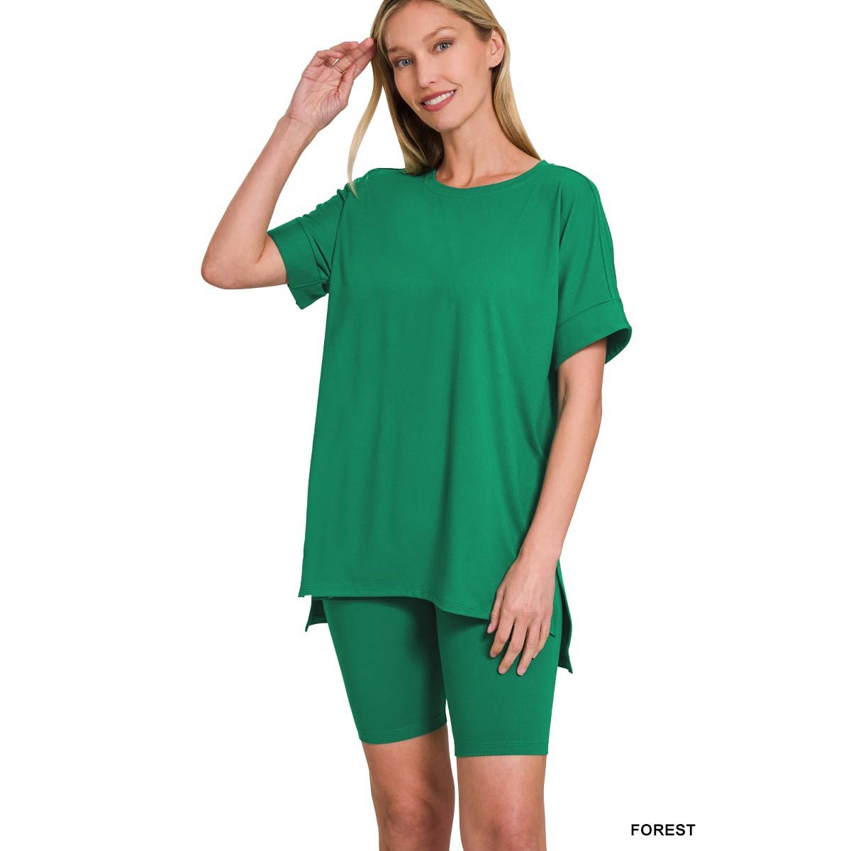 Apolline – wholesale Lounge set – Women's – BRUSHED DTY MICROFIBER ROUND NECK TOP AND BIKER SHORTS4