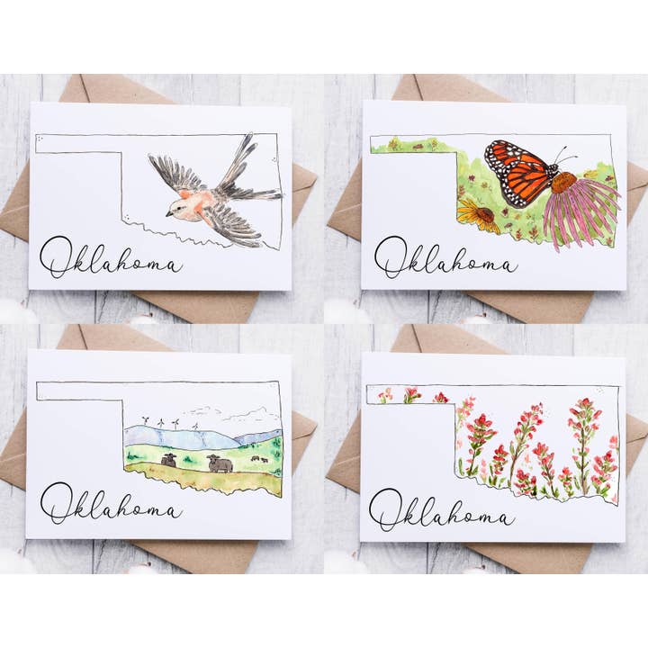 Okie Watercolors - Wholesale Everyday Greeting Card - Oklahoma State Scissortailed Flycatcher, 5x7" Greeting Card1