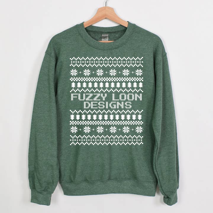 JOUW LOGO Lelijke Kersttrui Ronde Hals Sweater voor wholesale door Fuzzy Loon Designs