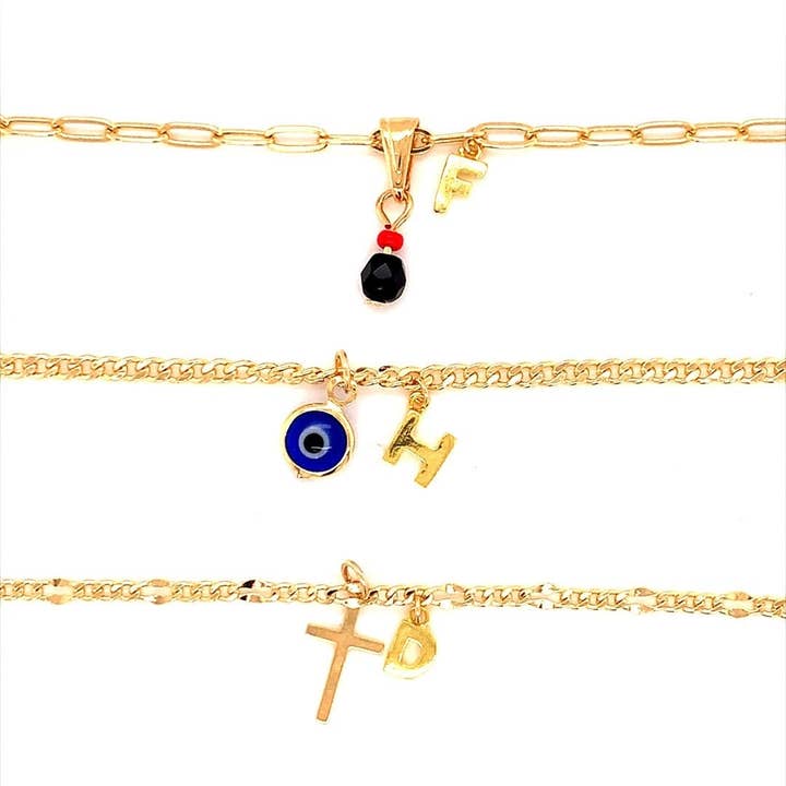 Mali Beads - Venta al por mayor Pulseras de abalorios/colgantes - Pulsera de cruz personalizada para bebés, pulsera inicial para bebé