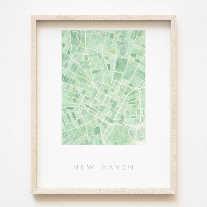 New Haven Connecticut Aquarellkarte - KUNSTDRUCK für den Großhandel von Turn-of-the-Centuries