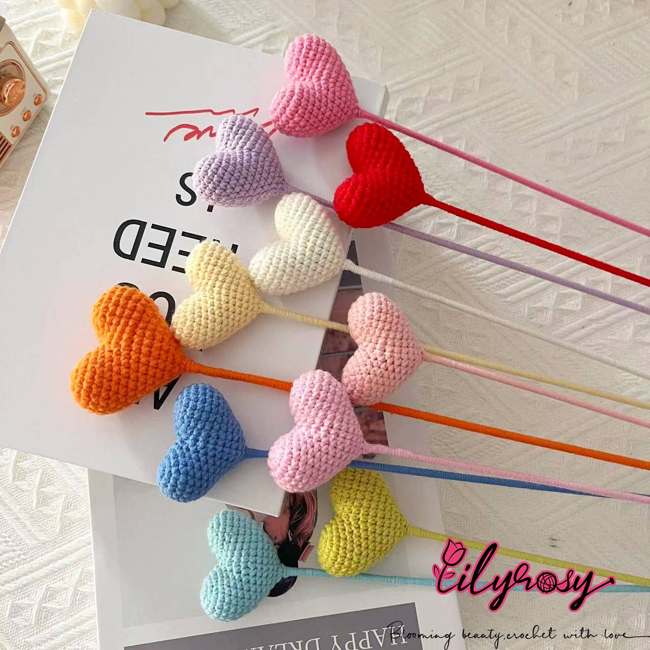 Lilyrosy（Duty free) – Flores artificiais por atacado – Lilyrosy Coração em Crochê, Presentes Artesanais5