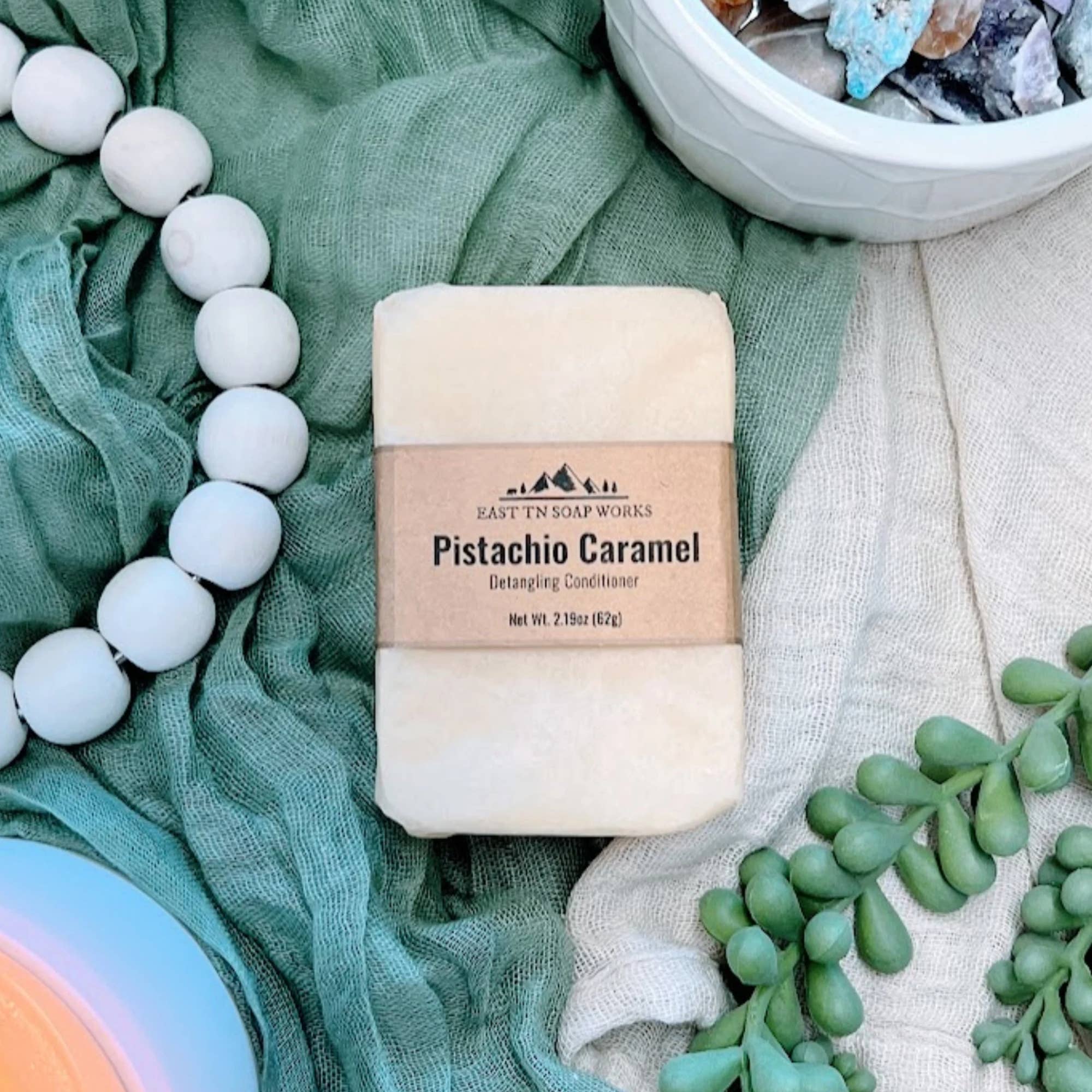 East Tennessee Soap Works - Wholesale Hair Conditioner - Pistachio & Caramel Conditioner Bar