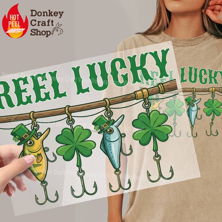 Reel Lucky St Patrick's Day DTF Transfers, Klaar om te persen voor wholesale door Donkey Craft