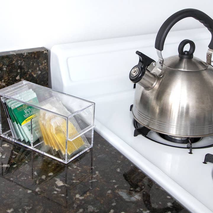 Isaac Jacobs International - Wholesale Kitchen Storage/Organizer - Isaac Jacobs 2-Compartment Clear Acrylic Organizer with Lid