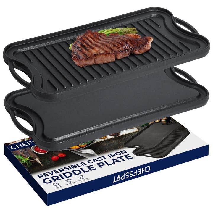CHEFSPOT Preseasoned Cast Iron Reversible Griddle Plate Pan for wholesale by Primo Brands Group