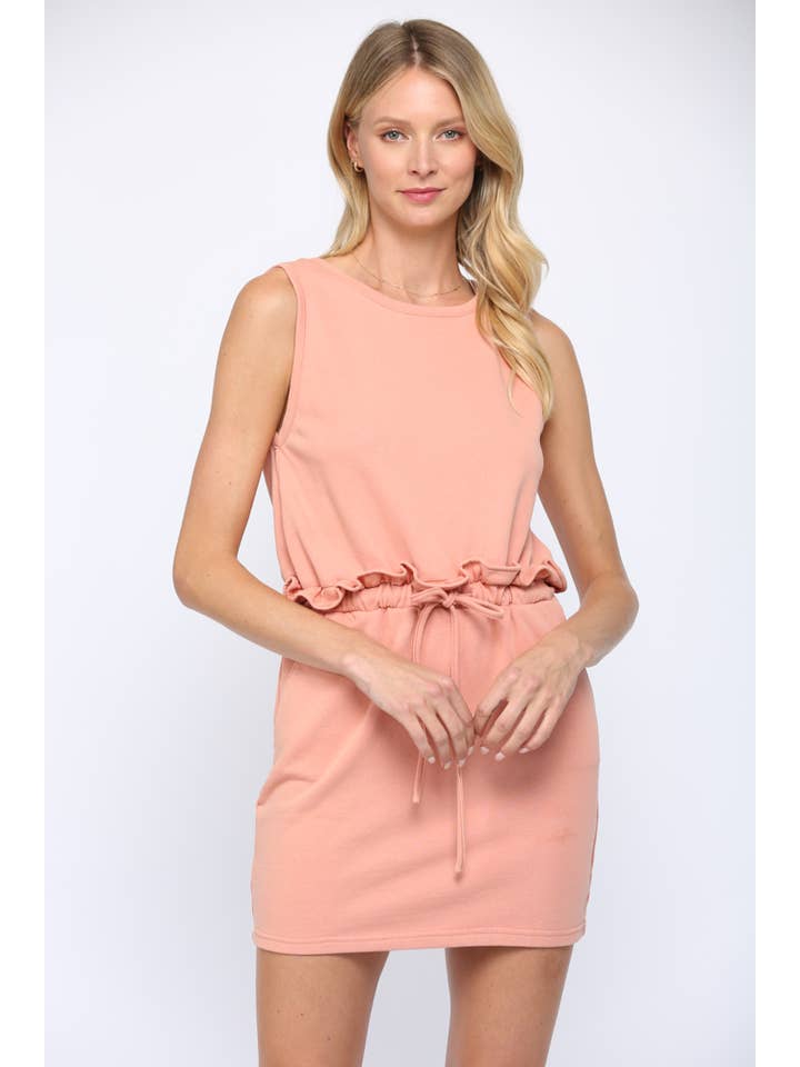 FATE – wholesale Klänning - Dam – ELASTISK MIDJEBAND ÄRMLÖS FROTTÉ KLÄNNING (FD6564)