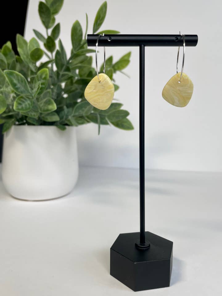 Yellow Pebble Hoops for wholesale by Written In Clay