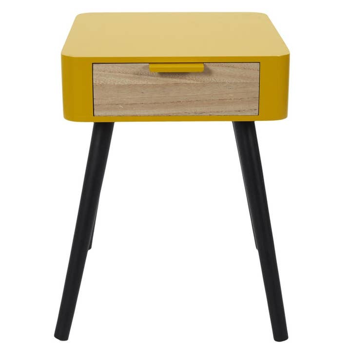 Housse De Rêve - Wholesale Bedroom Furniture - Mustard yellow wooden bedside table with 1 drawer3