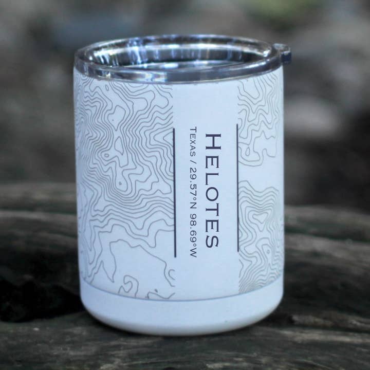 Gobelet isotherme Helotes TX Map en blanc mat pour la vente par JACE.design