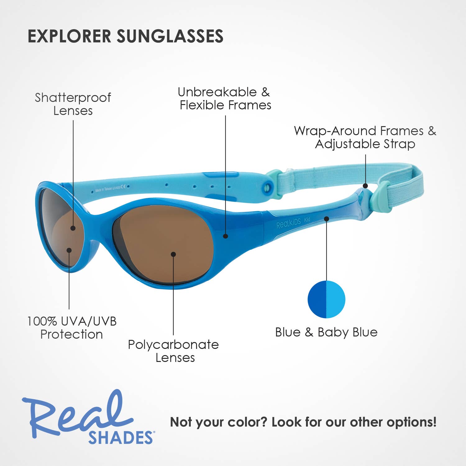 Real Shades - Wholesale Sunglasses - Kids - Explorer Flexible Frame Sunglasses For Babies 0+7