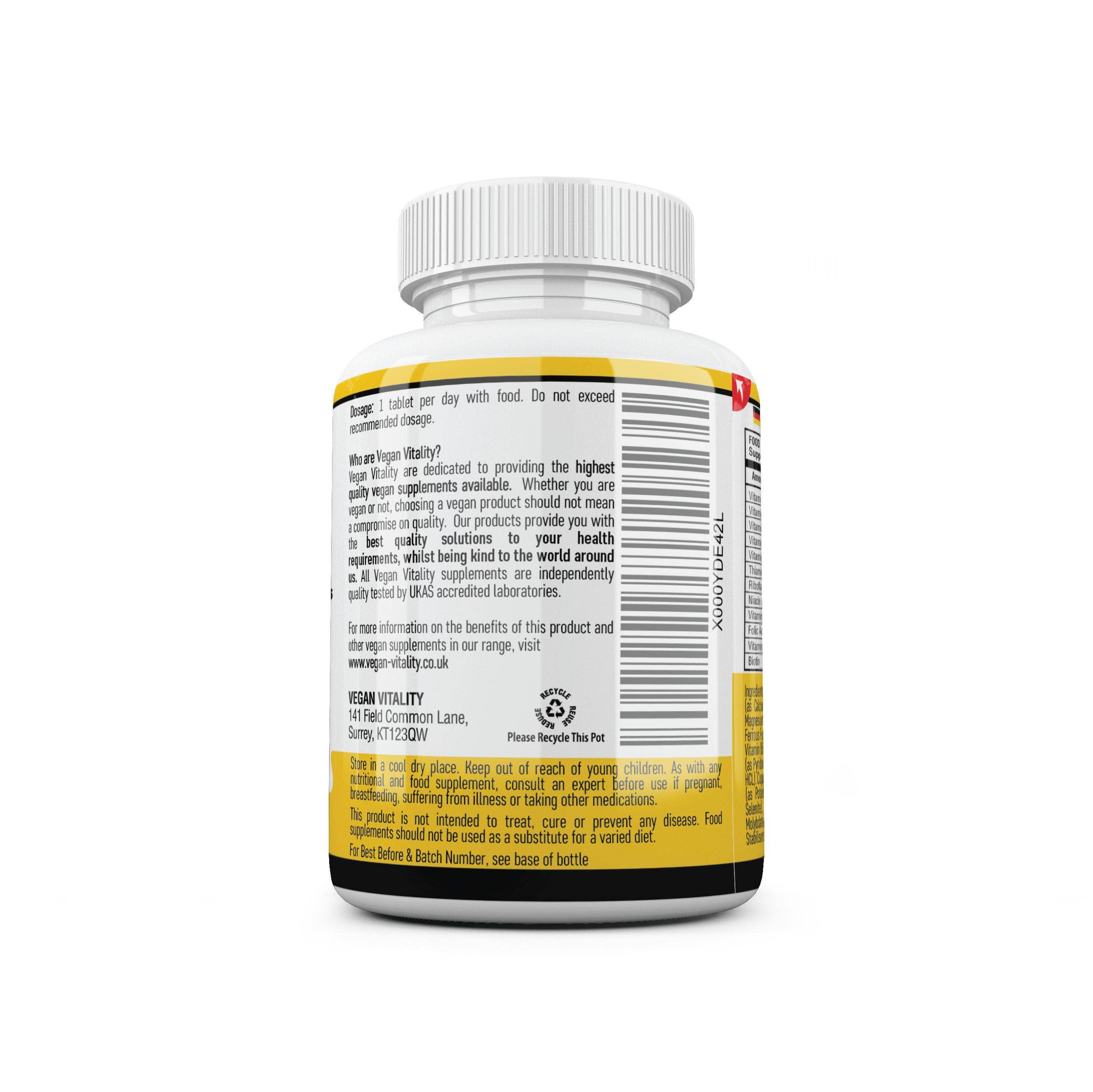 Vegan Vitality – Suplemento/vitamina oral por atacado – Multivitaminas e minerais veganos com alto teor de B12, D3 e K26