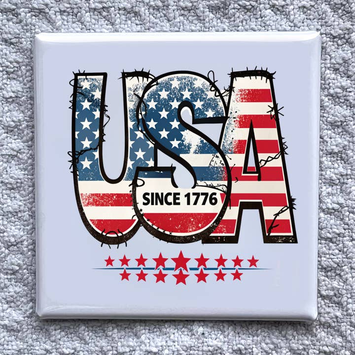 USA 2x2" Magnet-Håndlavet Køleskabsdekoration for engroshandel hos Made With Aloha Magnets,llc