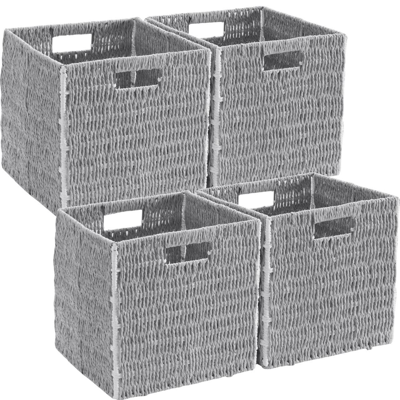 Ornavo Home - Wholesale Storage Bin - Foldable Paper Wicker Storage Shelf Basket Bin with Handles17