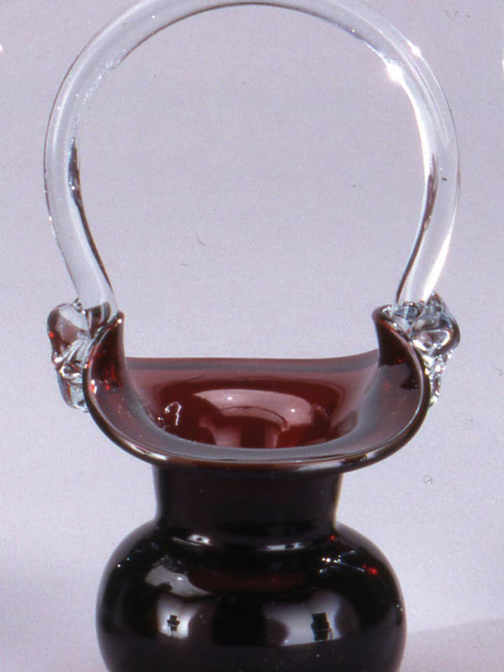 Ruby Colored Glass Basket w/ Clear Handle for wholesale by AA Importing