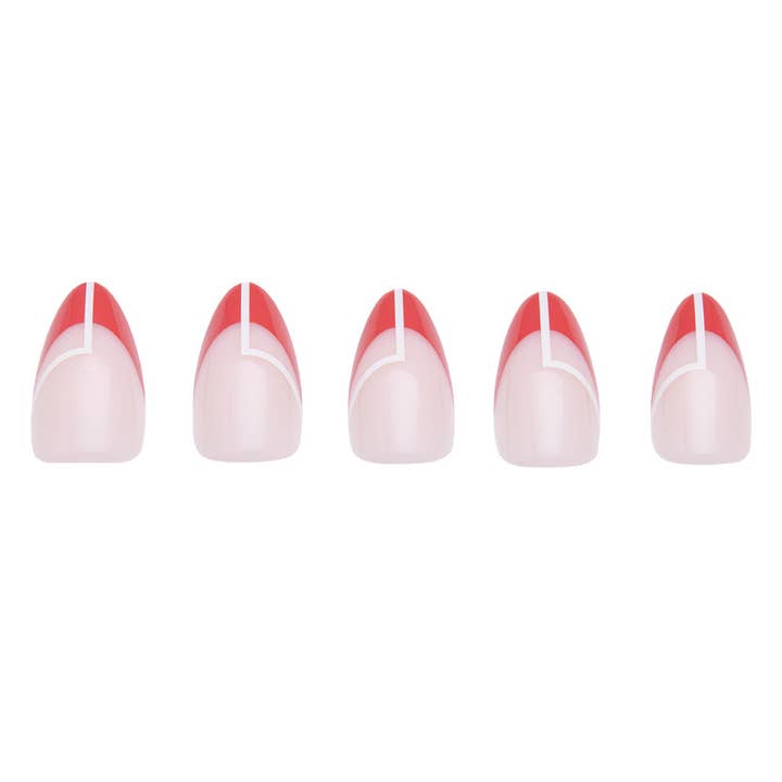 Glamnetic - Wholesale Press-On/Fake Nails - Red Martini Press-On Nails| Red French Tip| Geometric Design
