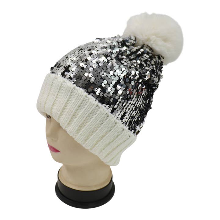 TAPA fashion - Wholesale Beanie – Women's - Pom Pom Sequin Beanie HA3715-1 (3PC)17